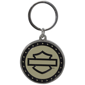 Harley-Davidson Silhouette Bar & Shield Logo Coin-Style Key Chain, Gold/Black