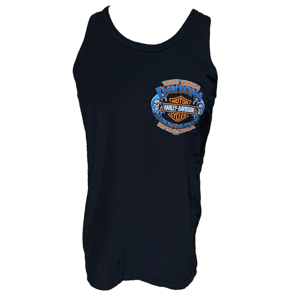 Teddy Morse's Daytona Harley-Davidson Men's Cryptic Tiki Short Sleeveless Shirt, Black