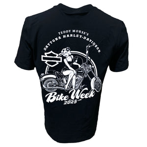 Harley-Davidson Men's Bike Week 2025 Vintage Pin-Up Short Sleeve Shirt, Black Tee