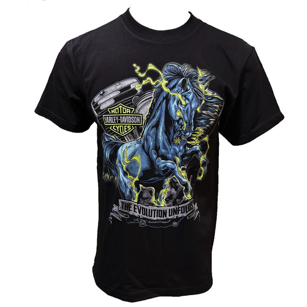 Harley-Davidson x Travis Bailey Men's HDMC Horse Power Short Sleeve Shirt, Black