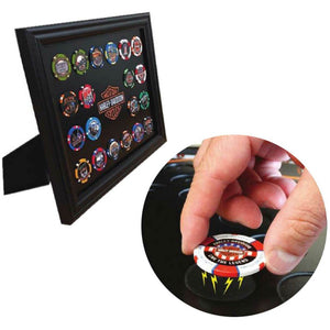 Harley-Davidson Classic Bar & Shield Magnetic Poker Chip Frame, Holds 20 Chips DW6912