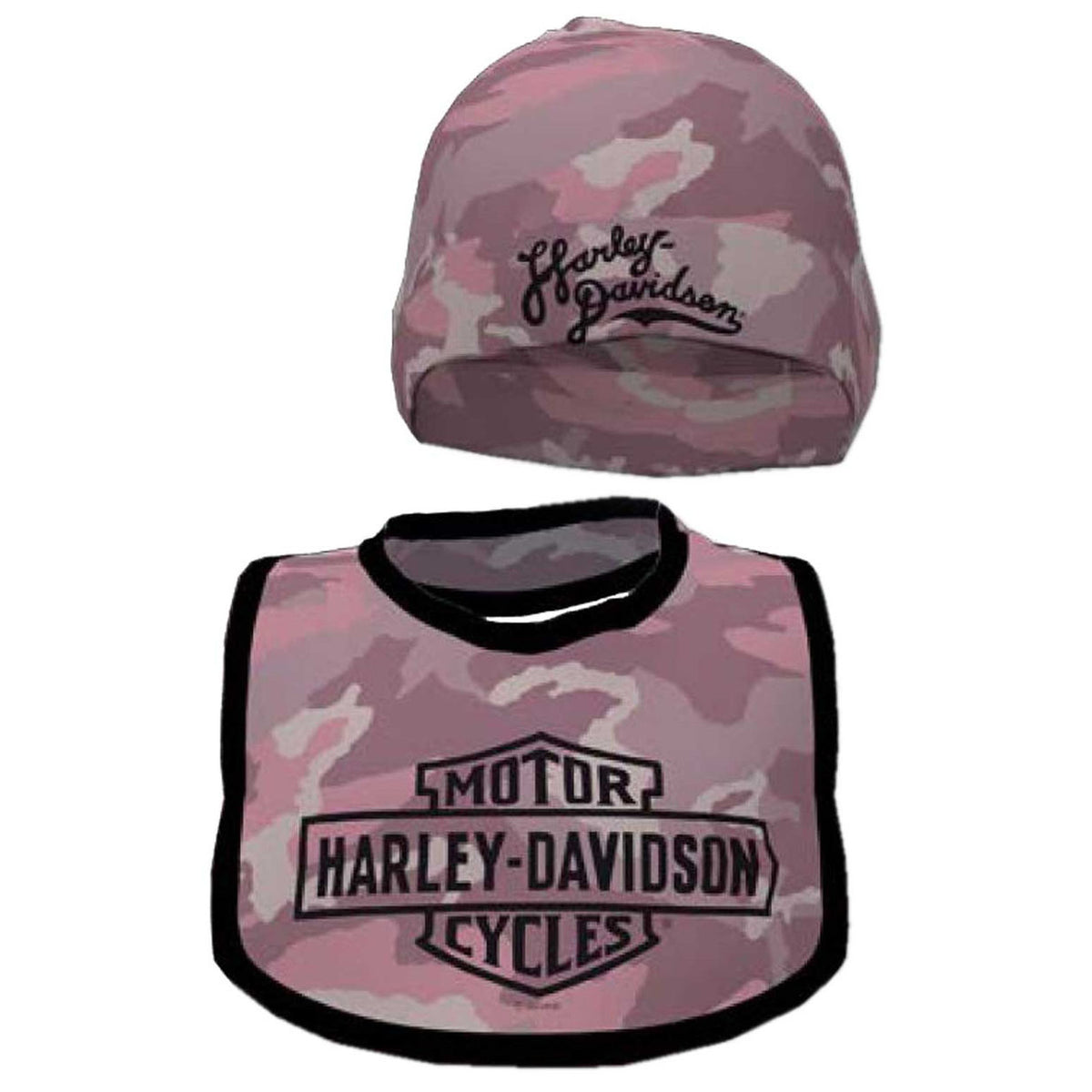 Harley-Davidson® Baby Girls' Printed Camo Newborn Bib & Hat Set, Pink –  Daytona Harley-Davidson