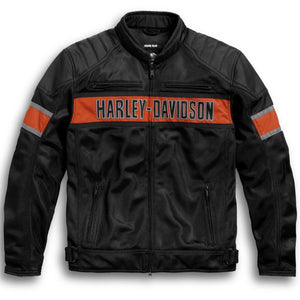 Harley-Davidson Men's Trenton Colorblocked Mesh Riding Jacket, Black 98111-16VM