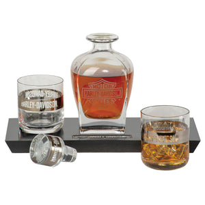 Harley-Davidson Etched Bar & Shield logo Decanter Set HDL-18812