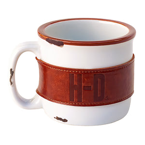 Harley-Davidson Bar & Shield Wrapped Faux Leather Ceramic Campfire Coffee Mug, White, HDX-98648