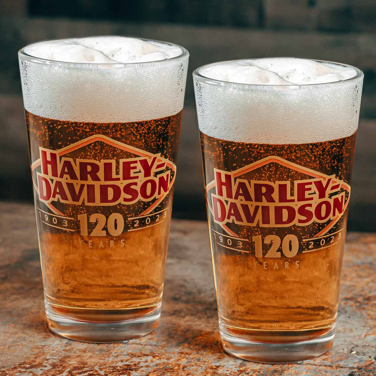 Harley-Davidson 120th Anniversary H-D Etched Pint Glass Set, HDX-98733