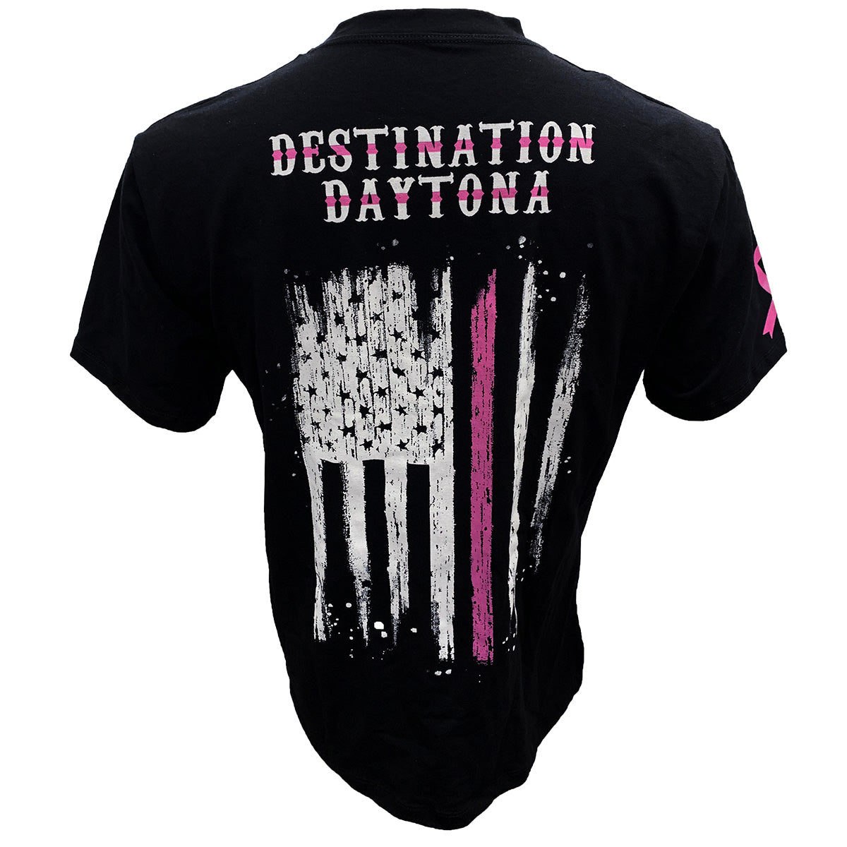 Destination Daytona Exclusive Men's Pink Line Short Sleeved Shirt, Bla