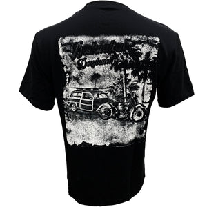Destination Daytona Men's Retro Beach Short Sleeve Shirt, Black D6040