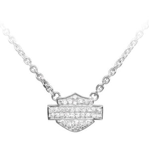 Women's Necklace, Bling Bar & Shield Logo Charm HDN0148