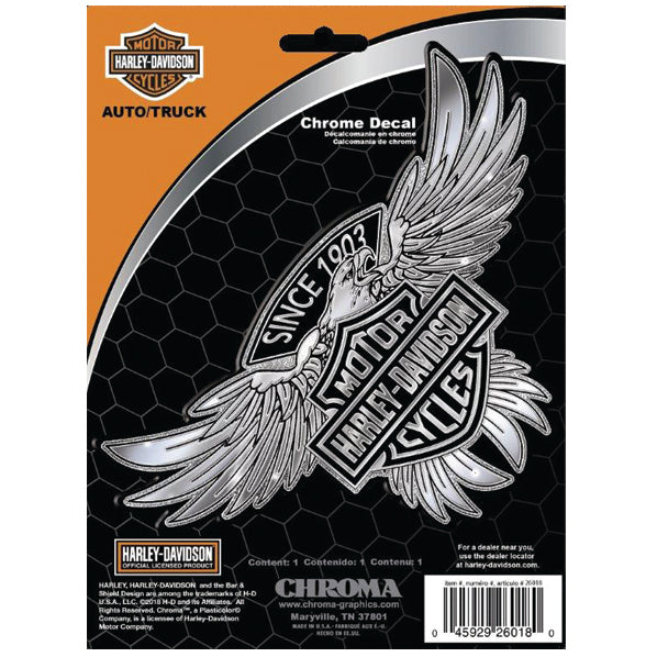 Harley Davidson Chrome Emblem Wings Axcent Accent Bar License Plate Top Frame - Foto 13