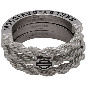 Harley-Davidson Women's B&S Logo Rope Stacking Ring Set - Stainless Steel, HSR0111