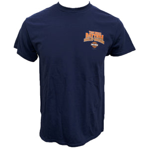 Teddy Morse's Daytona Harley-Davidson Men's Exclusive Bearded Skull Short Sleeve Shirt, Navy Blue