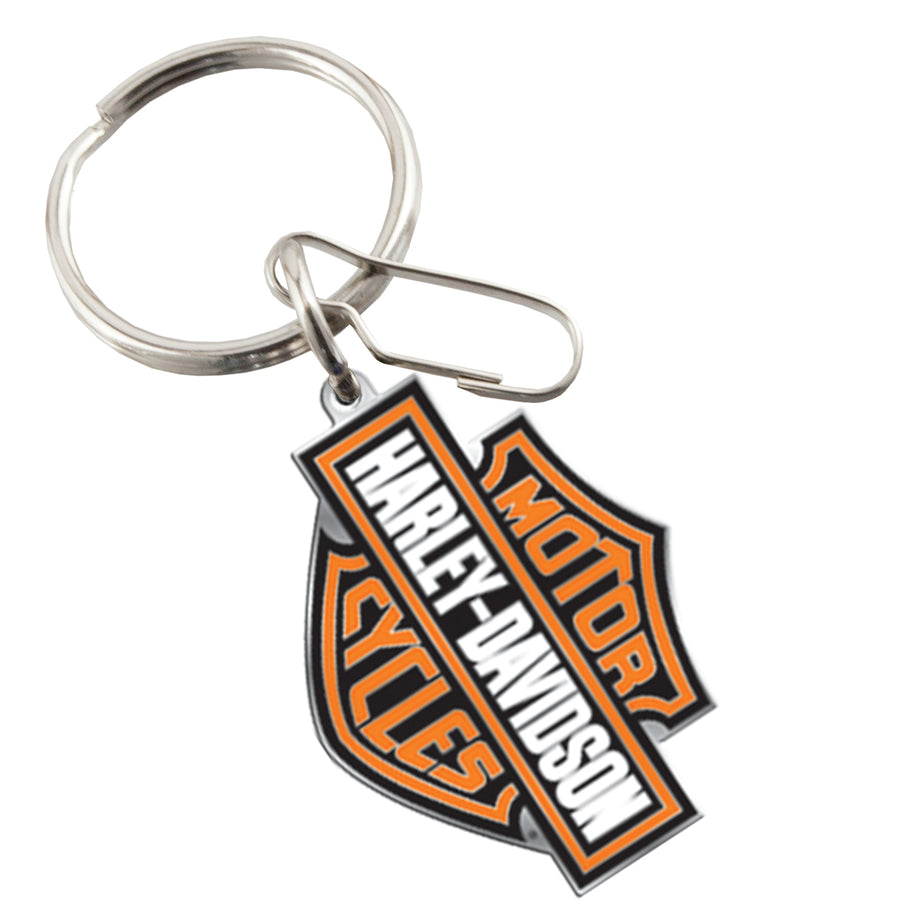 Harley Davidson Bar & Shield Enamel Key Chain, Orange PL4232
