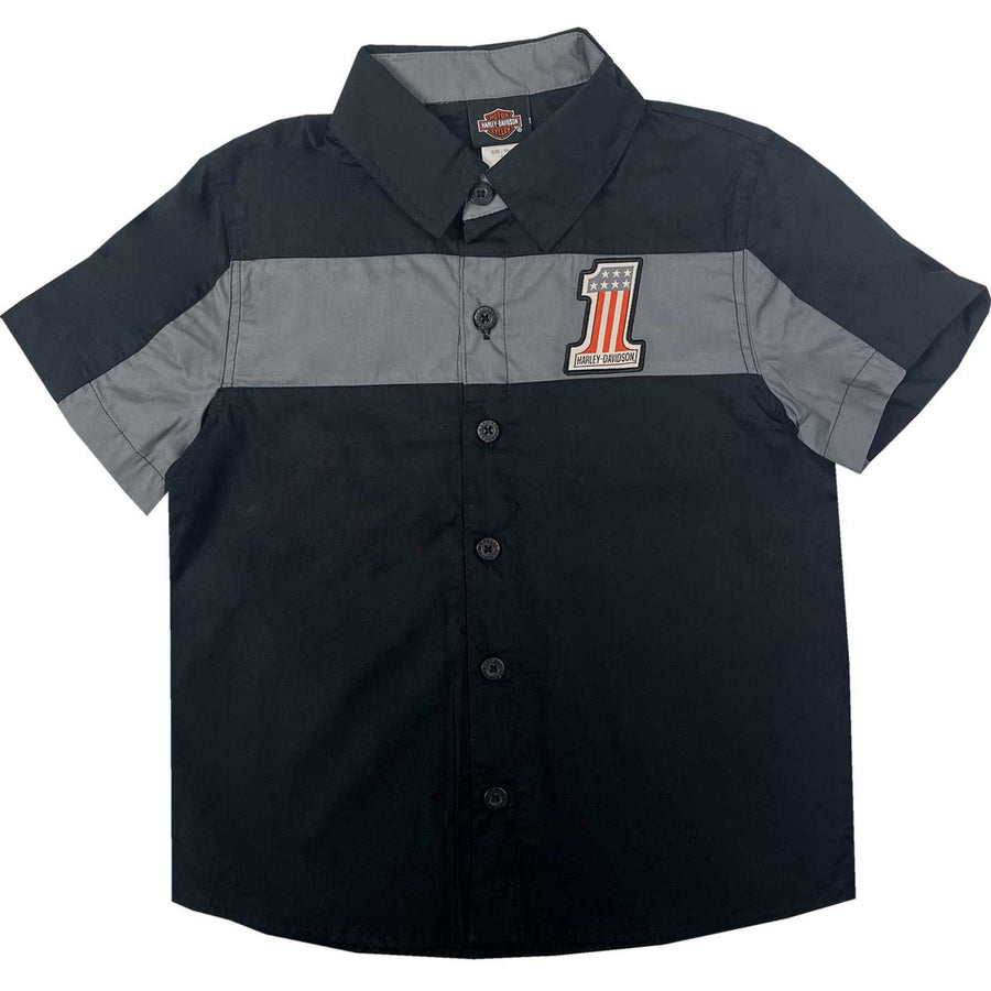 Harley-Davidson Little Boys' #1 Short Sleeve Button Work Shop Toddler Shirt