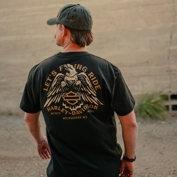 Harley-Davidson Unisex LFR Eagle Short Sleeve Shirt, Black Tee 96858-25VX