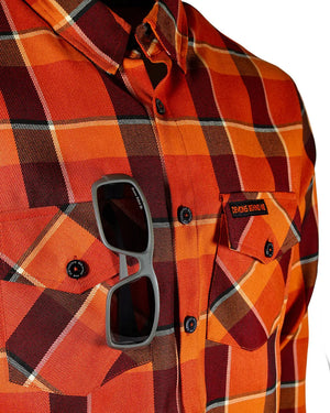 Demons Behind Me Men's Harvest 2.0 Limited Edition Button-Up Long Sleeve Flannel Shirt, Orange HR002