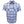 A short-sleeve button-up shirt with a white base and a blue and purple plaid pattern, featuring two chest pockets with button flaps and black buttons.
