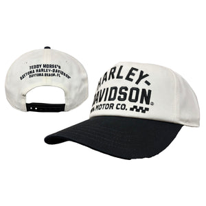 Harley-Davidson H-D Motor Co. Adjustable Snapback Baseball Cap, White/Black Hat 3003116