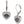 A pair of silver leverback earrings featuring a heart-shaped dangle paved with clear rhinestones, with a central black Harley-Davidson logo bar, shown on a plain white background.