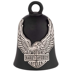 Black bell with Harley-Davidson logo and eagle design on a white background