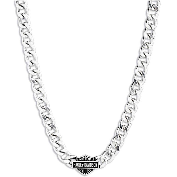 Harley-Davidson Men's Bar & Shield Pendant Curb  22 in. Chain Necklace, Steel N00033