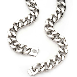 Harley-Davidson Men's Textured Tire Curb 24 in. Stainless Steel Chain Necklace, 34N00276