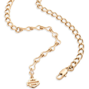 Harley-Davidson Women's Hexagon Bar & Shield Crystal 16" Necklace, Gold Tone 34N00346