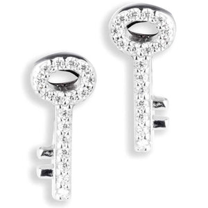 Harley-Davidson Women's Mother of Pearl Lock & Key Necklace & Earring Set, Sterling Silver 34S00017