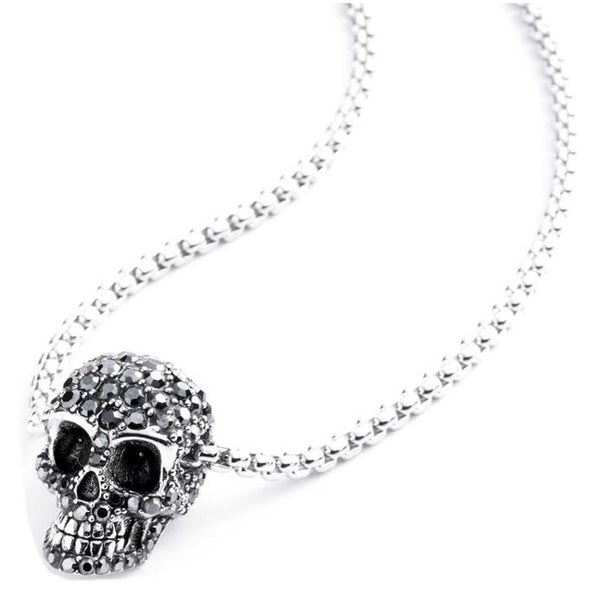 Harley-Davidson Women's Crystal Skull Necklace & Earring Set, Sterling Silver, S00025