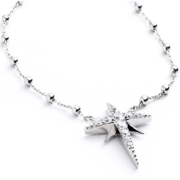Harley-Davidson Women's Crystal Starburst Necklace & Earring Set, Sterling Silver 34S00027