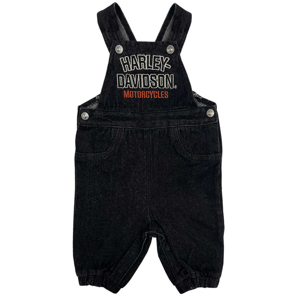 Harley-Davidson Baby Unisex Embroidered H-D Denim Newborn Overalls, Black 4050245