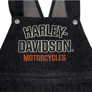 Harley-Davidson Little Kids Embroidered H-D Denim Toddler Overalls, Black 4070245