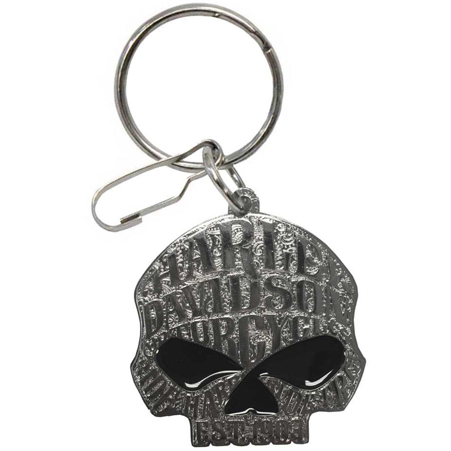 Harley-Davidson Willie G Sugar Skull Logo Enamel Key Chain, Silver 4382