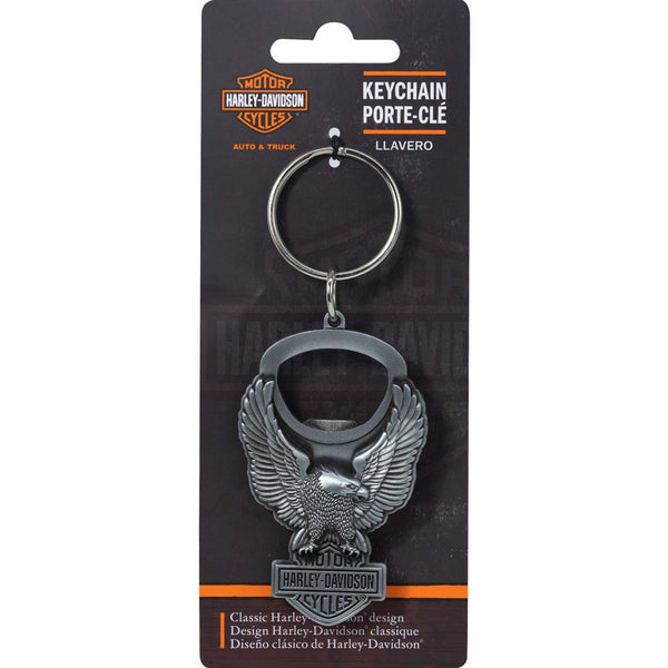 Harley-Davidson Up-Winged Eagle Heavy-Duty Bottle Opener Key Chain, Antique Nickel Finish 4579