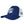 A navy blue and white trucker hat featuring a white Harley-Davidson logo on the front and text on the side mesh panel, shown against a plain white background.