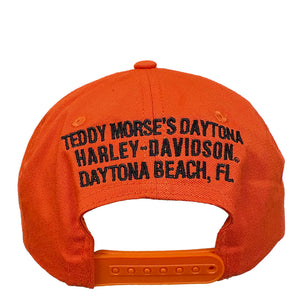 Harley-Davidson H-D Text Adjustable Snapback Baseball Cap, Orange Hat 5029019103