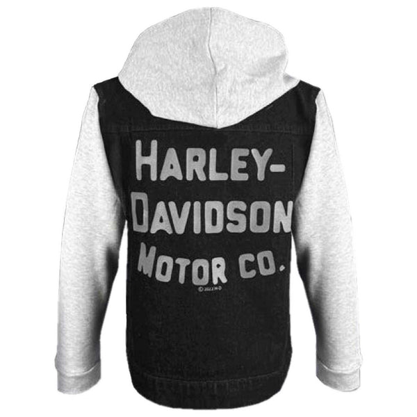 Harley-Davidson Big Boys' Vintage Bar & Shield Logo Denim Fleece Jacket, Black/Gray
