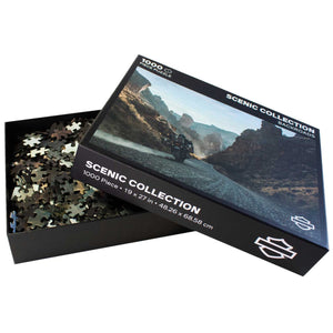 Scenic collection puzzle box with a motorcycle on a mountain road