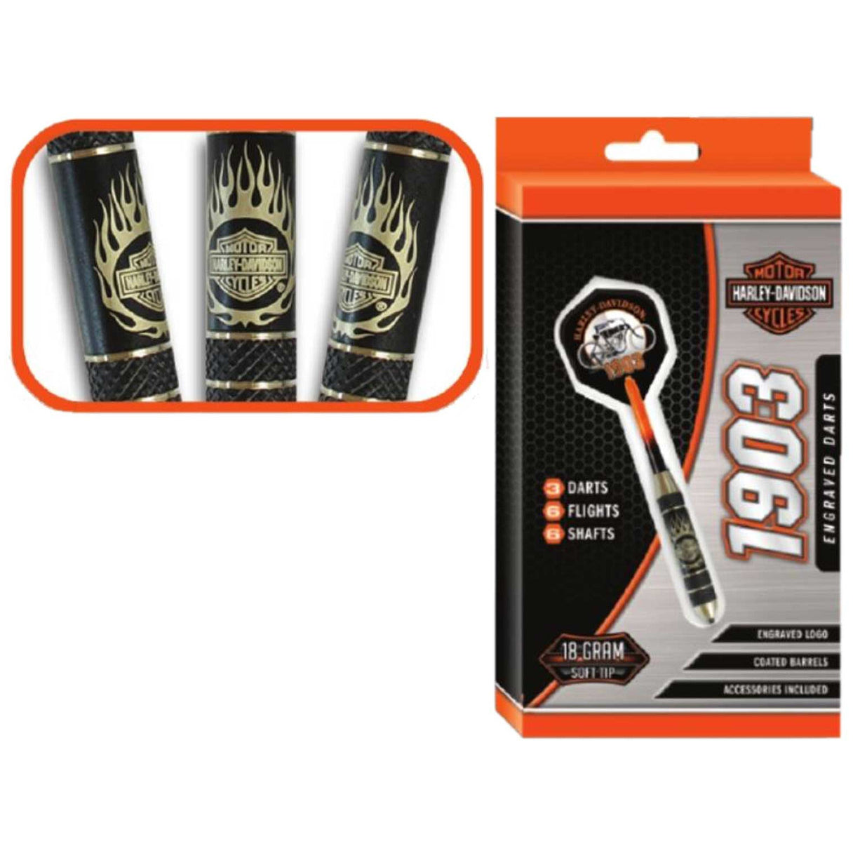 H-D EV-O-LUTION Laser Engraved Tungsten Boxed Dart Set | USA H-D EV-O-LUTION Laser Engraved Tungsten Boxed Dart Set | USA