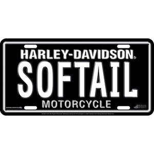 Harley-Davidson Scripted Softail 6"x12" License Plate, Black CG1893