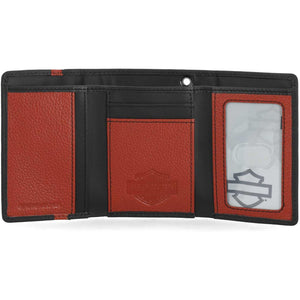 Harley-Davidson Men's H-D Center Block Tri-Fold Leather Wallet, Black MWM088/08