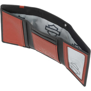 Harley-Davidson Men's H-D Center Block Tri-Fold Leather Wallet, Black MWM088/08