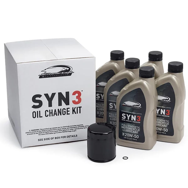 Harley-Davidson 5 Qt. SYN3 Full Synthetic Motorcycle Lubricant Oil Change Kit , Black Filter 62600084A