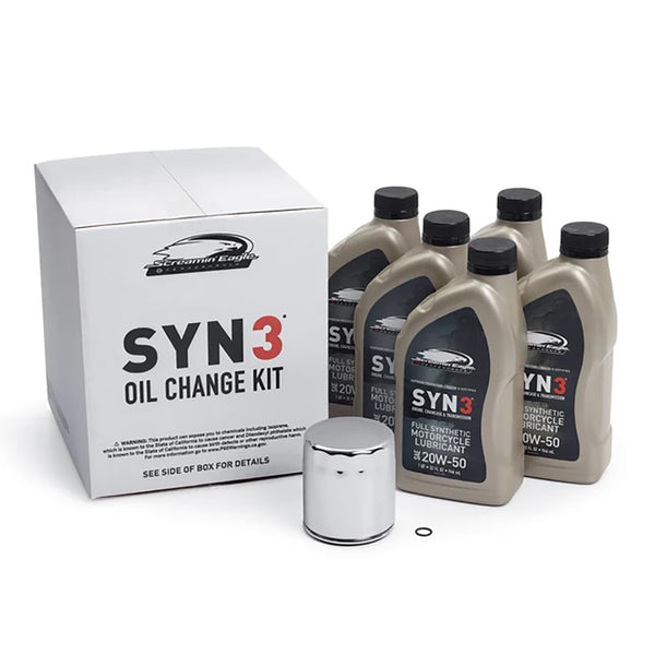 Harley-Davidson 5 Qt. SYN3 Full Synthetic Motorcycle Lubricant Oil Change Kit, Chrome Filter 62600085A