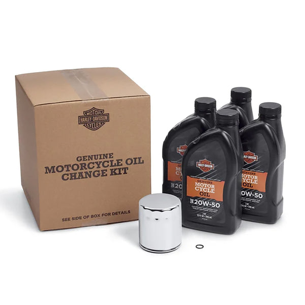 Harley-Davidson 4 Qt. H-D 360 Motorcycle Oil Change Kit, Chrome Filter 62600087