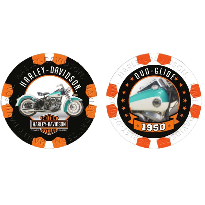 Harley-Davidson Vintage Series 12 - 1950 Duo-Glide Collectible Poker Chips, Black/White DW6822