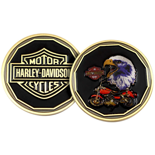 Harley-Davidson Faded Glory Bar & Shield Metal Challenge Coin, 1.75 in, Gold/Black 8016937