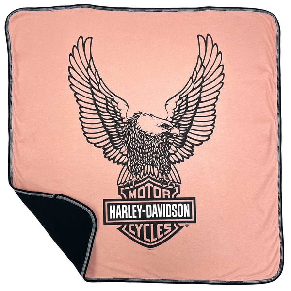 Harley-Davidson Baby Girls' Up-Winged Eagle Receiving Blanket, Dusty Pink/Black 7009313