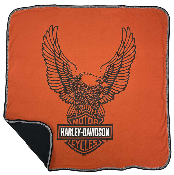 Harley-Davidson Baby Boys' Winged Eagle Receiving Blanket, Vintage Orange/Black