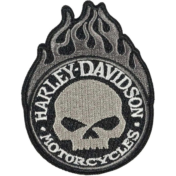 Harley-Davidson Embroidered Willie Flame Emblem 3 in. Sew-On Patch, Black 8017989